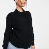 Wednesday's Girl Maternity Ultimate Relaxed Jumper In Rib Knit For Women Black -Wednesday's Girl Sales 2022 unnamed file 940