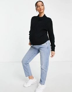Wednesday's Girl Maternity Ultimate Relaxed Jumper In Rib Knit For Women Black -Wednesday's Girl Sales 2022 unnamed file 943