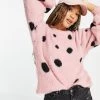 Wednesday's Girl Oversized Jumper In Fluffy Spot For Women Pink Spot -Wednesday's Girl Sales 2022 unnamed file 945