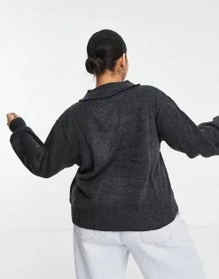 Wednesday's Girl Curve Jumper With Balloon Sleeves And Collar For Women Grey -Wednesday's Girl Sales 2022 unnamed file 952