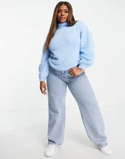 Wednesday's Girl Curve Ultimate Relaxed Jumper With High Neck For Women Light Blue -Wednesday's Girl Sales 2022 unnamed file 957