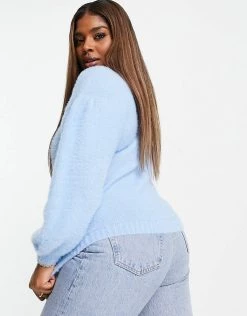 Wednesday's Girl Curve Ultimate Relaxed Jumper With High Neck For Women Light Blue -Wednesday's Girl Sales 2022 unnamed file 958