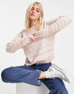 Wednesday's Girl Relaxed Jumper In Pastel Stripe For Women Pink Cream