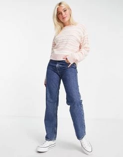 Wednesday's Girl Relaxed Jumper In Pastel Stripe For Women Pink Cream -Wednesday's Girl Sales 2022 unnamed file 967