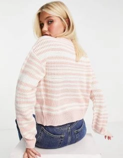 Wednesday's Girl Relaxed Jumper In Pastel Stripe For Women Pink Cream -Wednesday's Girl Sales 2022 unnamed file 968