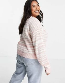 Wednesday's Girl Curve Relaxed Jumper In Pastel Stripe For Women Pink Cream -Wednesday's Girl Sales 2022 unnamed file 988
