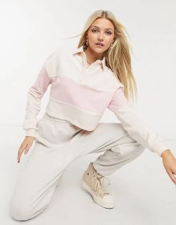 Wednesday's Girl Relaxed Sweatshirt With Contrast Stripe For Women Pink Ivory Stripe -Wednesday's Girl Sales 2022 unnamed file 993